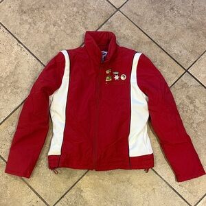 Red and White ski puffy Jacket